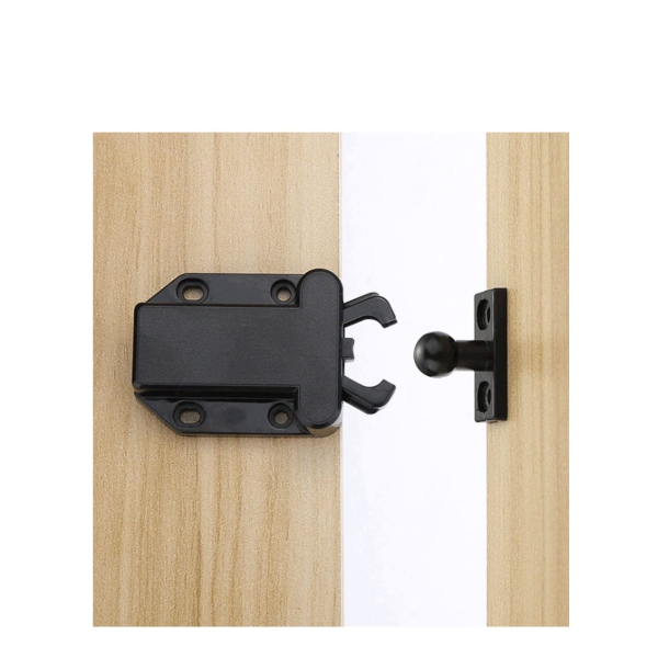 Touch Release Catch Latch, Black Push to Open Catch Lock with Automatic Pop up Function Cabinet Lock, Abs Push Latch for Cupboard and Drawer 