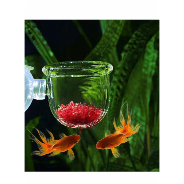 Aquarium Feeder Dish for Shrimp Fish with Suction Glass Tank Feeding Bowls Round Clear Dishes Tray Firm Cup 