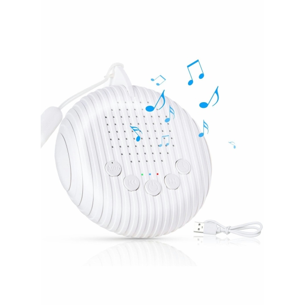 White Noise Machine, Sleep Sound Machine with 10 Soothing Nature Sounds Therapy Portable, Mini Sound Machine for Baby Kids Adults, USB Rechargeable Baby Sleep Machine with 3 Timer Memory Functions 