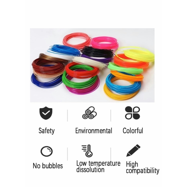 3D Pen Filament Refills PCL, 3D Printing Pen Filament 3D Printer Filament for Most Intelligent 3D Pen Low Heating, It is The Safest for Children to Use, 20 Colors 1.75mm 5M 