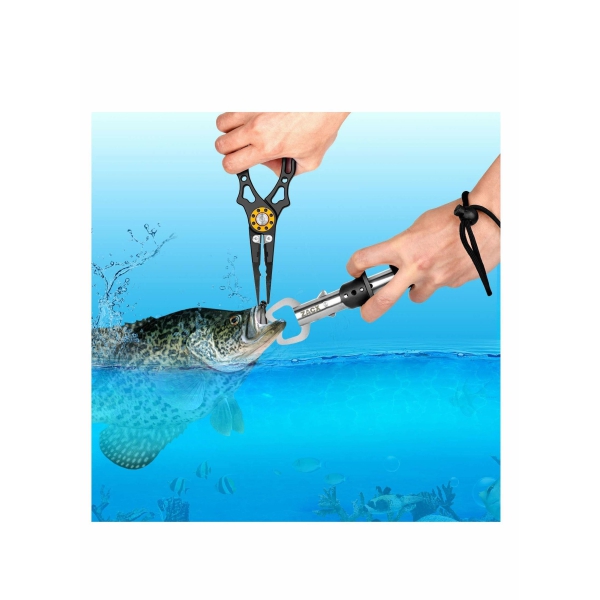 Fishing Pliers, Fish Lip Gripper Upgraded Muti-Function Fishing Pliers Hook Remover Split Ring, Fly Fishing Tools Set Ice Fishing Fishing Gear Fishing Gifts for Men 