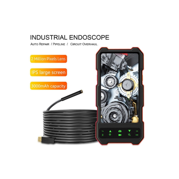 Industrial Endoscope 1080P Borescope with 6 LED Lights 4.5-inch IPS Color Display Snake Camera IP67 Waterproof 2 Million Pixels Inspection Camera with TF Card Slot for Home Pipes 