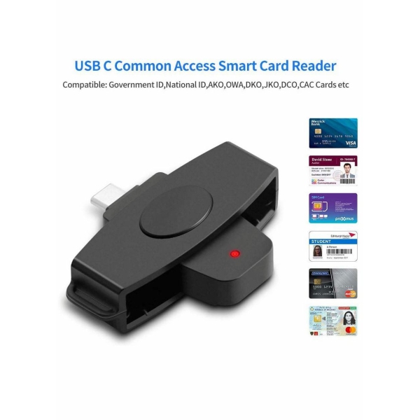 USB C CAC Smart Card Reader, Type C DOD Common Access Card Card Reader, Credit Card Reader Compatible with Android Phones Mac Book i Mac Laptop Tablet or Other Type C Devices 