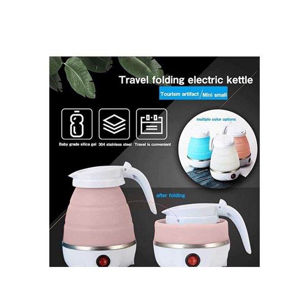 Foldable Portable Electric Kettle Mini Travel Winter Outdoor Portable Kettle with Separable Power Food Grade Silicone Household Kettle Heating Convenient Safe Quick Multipurpose Utility Tool 