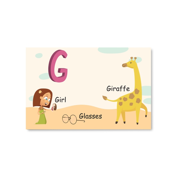 G Alphabet Letter Printed Flash Card Animal Pattern Board Matching Puzzle Game Educational Preschool Learning Toys Gift for Preschool Kids Size 10x15cm 