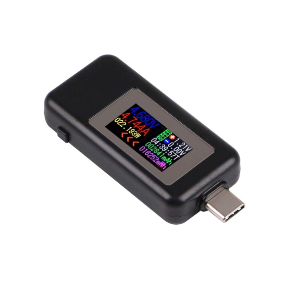 Type-C USB Power Meter Testers, USB C Current and Voltage Bidirectional Tester, Ammeter 0-5A Voltmeter 4-30V, USB-C Charger Safety Tester, Digital Color LCD Display Multimeter, Amp Volt Detector 