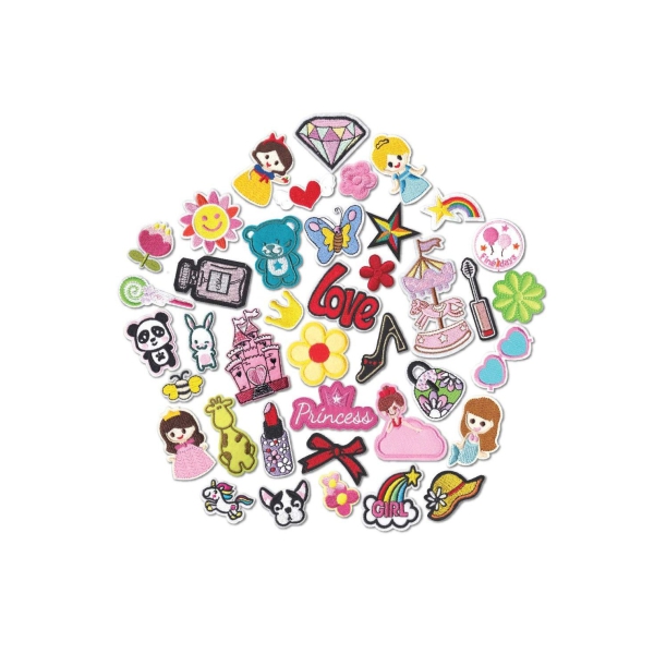 40 Pack Cute Girls Iron-On Patches Embroidery 