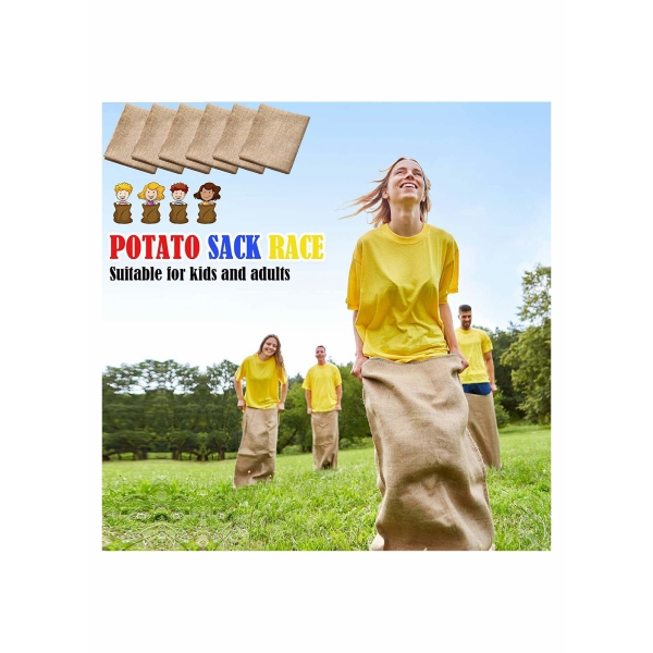 Potato Sack Race Bags Egg and Spoon Race Legged Relay Race Bands Elastic Tie Rope for Kids and Family Activity Outdoor Game Lawn Games 6 Player Games 