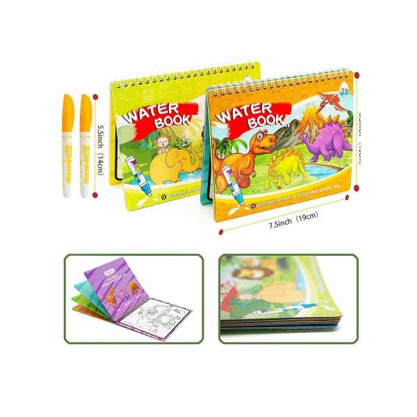 Graffiti Book Water Picture Album Children s Drawing Board, Reusable Water Reveal Activity Books for Kid, Doodle Game for Girl Boy for 3-5 Year Old (Dinosaur Animal) 