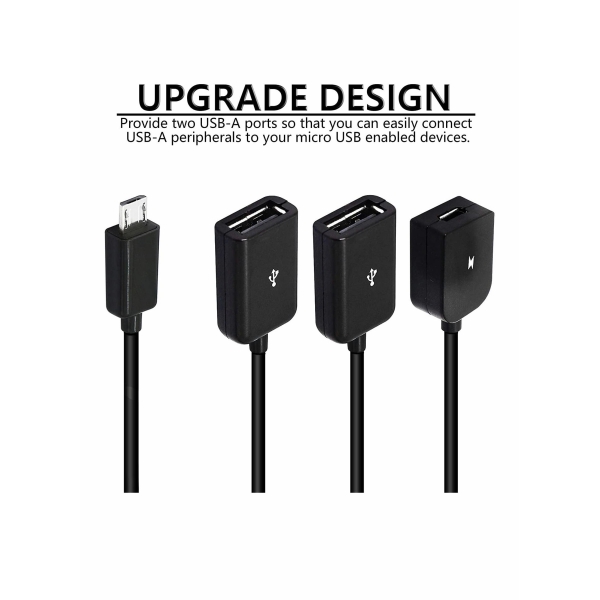 USB الى كبل USB مزدوج ، من اجل Micro USB Male الى 2 USB Female OTG Splitter ، للاناث الصغيره ، لاجهزه الكمبيوتر اللوحي التي تعمل بنظام Android ، والهاتف الذكي ، والمزيد 