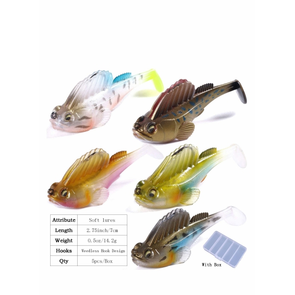 Pre-Rigged Jig Head Fishing Lures, Soft Jointed Swimbaits for Bass Fishing, Great Weedless Bass Lures, Tadpole Lure with Spinner, Walleye Shad Baits, Fishing Jigs for Freshwater and Saltwater 
