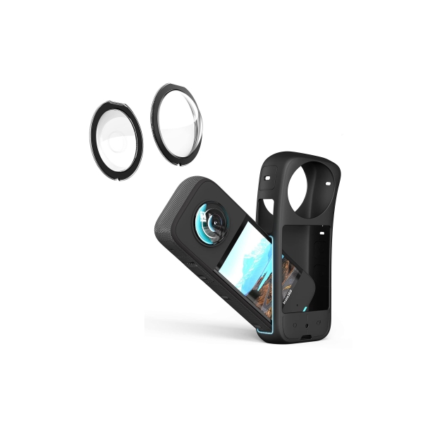 Silicone Protective Case and Lens Guards for Insta360 X3, Anti-Scratch Body Silicone Cover and Waterproof Lens Protector 