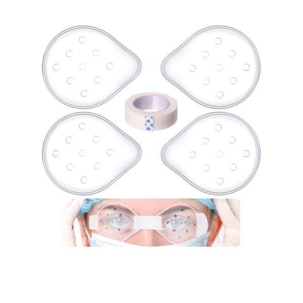Transparent Hole Eye Coverings, 5 Pieces Plastic Eye Clear Ventilated, with Gentle Paper Tape, Breathable Eye Protections Care Supplies, for Adults to Prevent Sand Gravel 