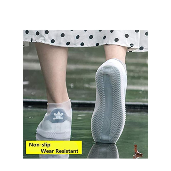 اغطيه احذيه مقاومه للماء ، قابله لاعاده الاستخدام قابله للطي وغير قابله للانزلاق مع سحاب ، واقيات الجرموق للرجال والنساء (L (للنساء 7.5-11 ، للرجال 6.5-10.5) ، شفاف) 