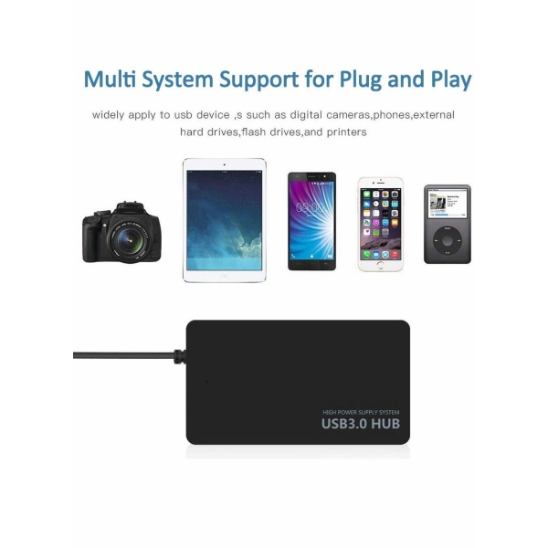 USB Hub 4-Port 3.0 Adapter Ultra Slim Splitter Extension 5Gbps High-Speed Data Extender for MacBook, Mac Pro, Mini, iMac, Surface XPS, PC, Flash Drive, Mobile HDD 