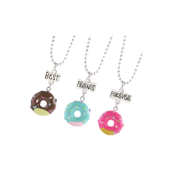 Donuts Necklaces, KASTWAVE 3 Pcs Best Friend Necklaces Donuts Ice Cream Pendant Friendship BFF Necklaces for 3 Girls Birthday Friends Sisters Jewlery Gifts (Best Friends Forever) 