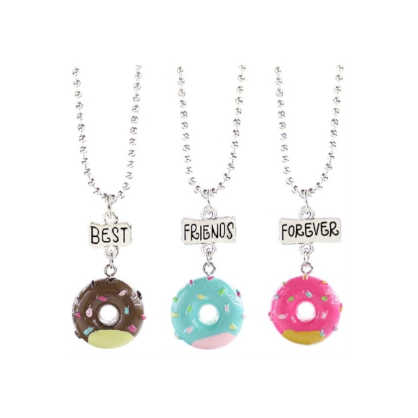 Donuts Necklaces, KASTWAVE 3 Pcs Best Friend Necklaces Donuts Ice Cream Pendant Friendship BFF Necklaces for 3 Girls Birthday Friends Sisters Jewlery Gifts (Best Friends Forever) 