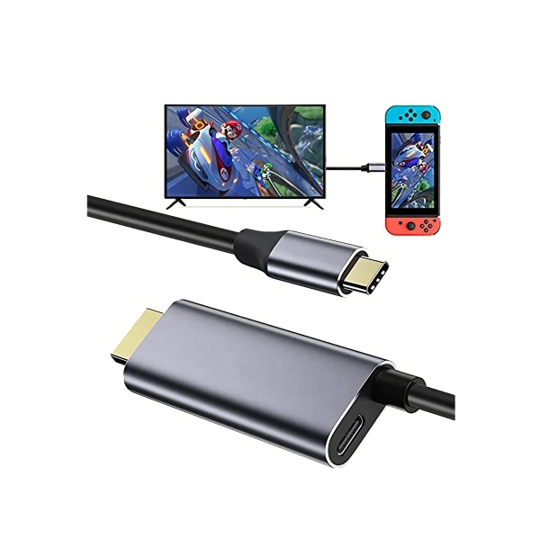 كابل تحويل USB من النوع C الى HDMI لمحول Nintendo محطه Samsung Dex S21 S20 Note20 TabS7 وضع ارساء التلفزيون 4K وطول 1.8 متر للسفر 