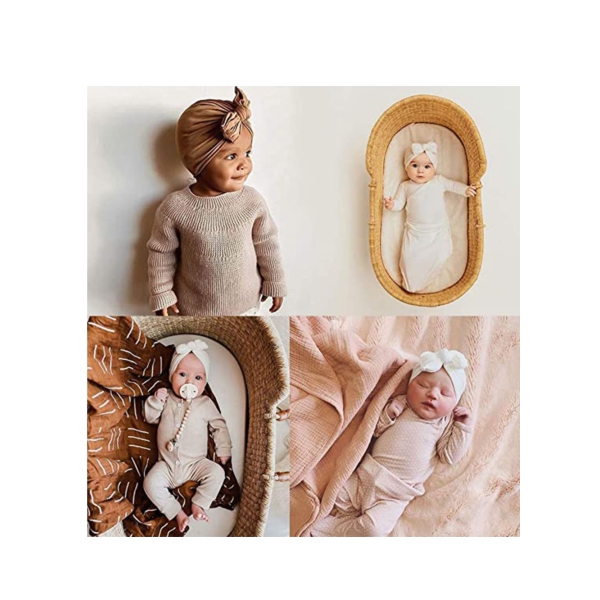 Baby Turban Hats Bun Knot Infant Beanie Girl Soft Cute Toddler Cap Newborn Hospital Hat 5 Pieces 