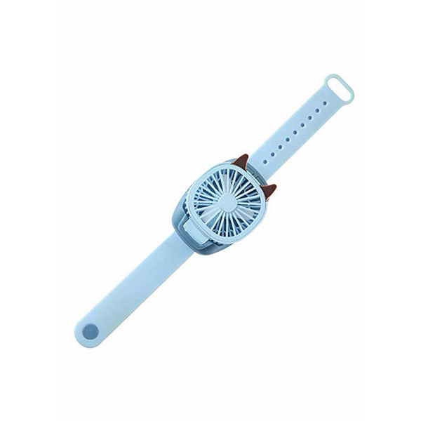 Watch Fan, Comfortable Wrist Strap Portable Mini Fan Watch Built-in Color LED Light USB Charging 