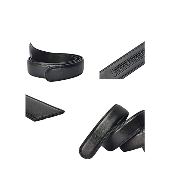 Mens Belt,Genuine Leather Fashion Belt Ratchet Dress Belt with Automatic Buckle, Soft Leather Business Belt Fashion for Casual Dress Jeans Khakis (Silver Buckle, Black) 