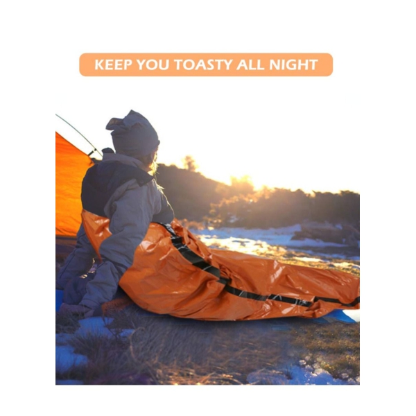Emergency Sleeping Bag, 2PCS Lightweight Emergency Sack Survival Compact Survival Sleeping Bag Waterproof Thermal Emergency Blanket Multi-use Survival Gear for Outdoor, Hiking, Camping 