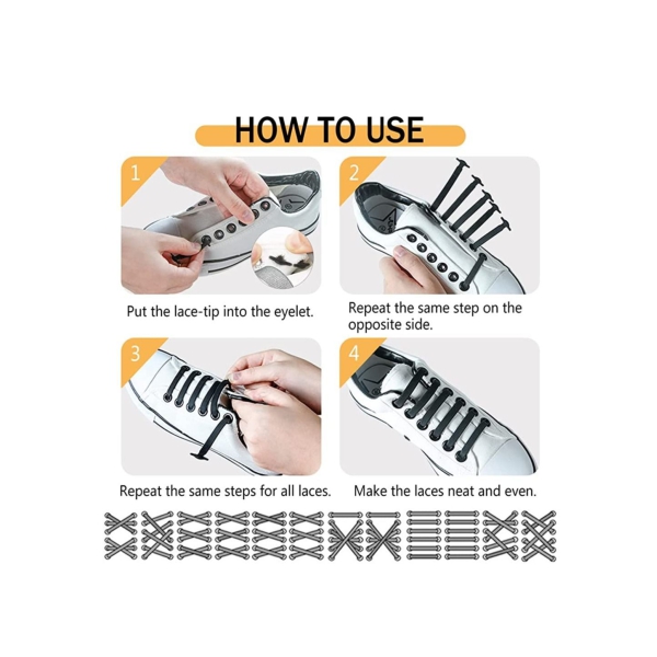 No Tie Shoelaces for Kids, Stretch Silicone Elastic Shoe Laces, Lazy Quick Tie Tieless Waterproof Wash-free Shoe Laces for Sneakers Running Shoes, and Casual Shoes White 