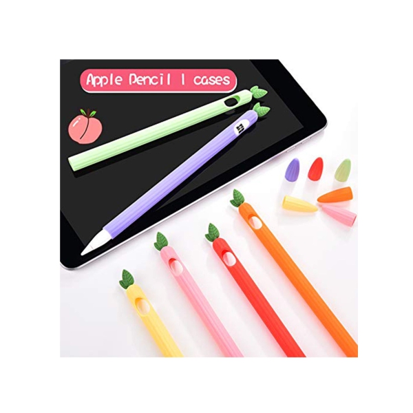 iPencil Case (2 Pack) Sleeve Cute Fruit Design Silicone Soft Protective Cover Accessories Compatible with Apple Pencil 1st Generation (Peach+Avcocado)(not include iPencil ) 