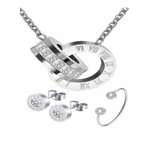 Roman Numerals Jewelry Set Round Wedding Birthday Party Jewelry Lady Necklace 