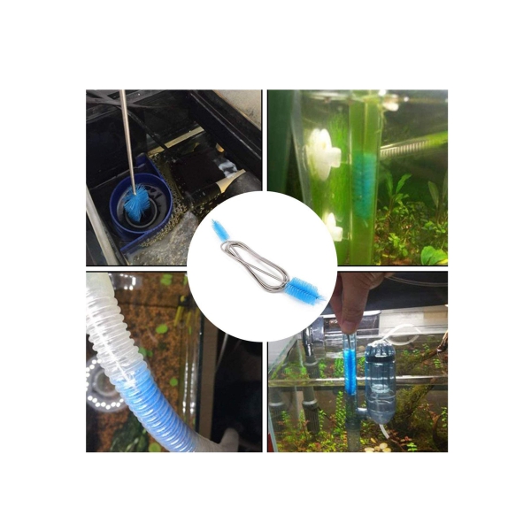 Aquarium Cleaning Tools Double Ended Spring Cleaning Brush for Tube Long Bendable Tube Brush Cleaner for Fish Tank Aquarium (Blue) 