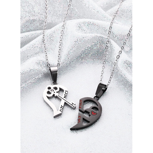 BFF Necklaces for 2, Best Friend Necklaces Split Heart Silver Black Best Friends Forever Pendant Friendship Best Friends Love Matching Couples Forever Necklace for Girls 