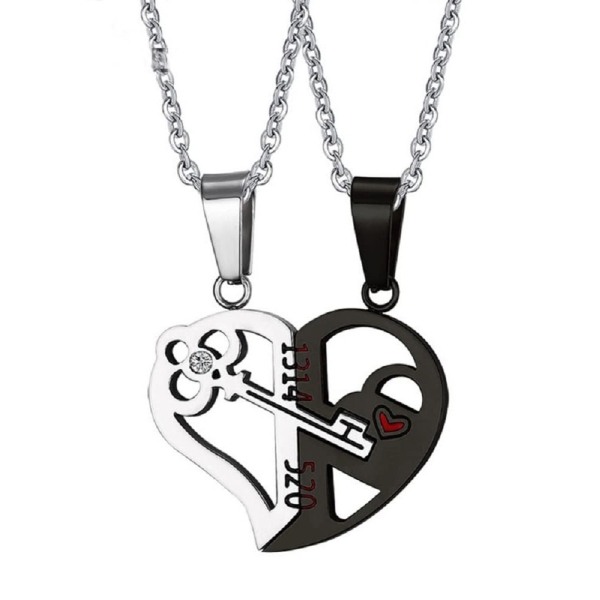 BFF Necklaces for 2, Best Friend Necklaces Split Heart Silver Black Best Friends Forever Pendant Friendship Best Friends Love Matching Couples Forever Necklace for Girls 