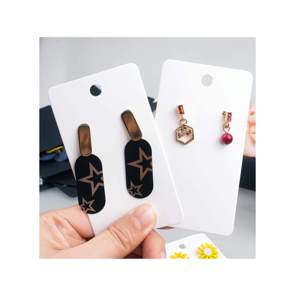 Earring Card Holder Display Cards Hanging, 5 x8.9 Inches Holders for Jewelry, 200Pcs Necklace Cardboard for Girls Small Business Selling(White) 