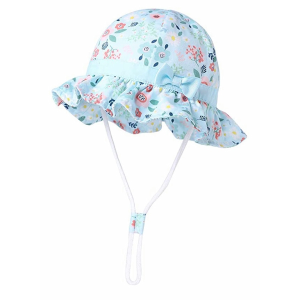 Sun Hat for Baby Girl Boy Toddler Kids Child UPF Cotton Summer Bucket Sunhat Adjustable Chin Strap Summer Sun Beach Hat Wide Brim Bucket Hats（Cirrulference 50cm） 