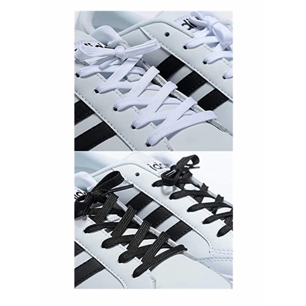 Flat Shoelace, 4 Pair Wide Flat Athletic Shoelaces in Black and White for Sneakers and Shoes(2 Pairs Black and 2 Pairs White 160 cm 63 inches Long) 
