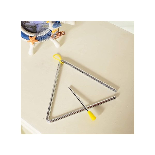 Musical Steel Triangle Percussion Instrument with Striker for Adults Kids Steel Triangle Dinner Bell Small Instruments 