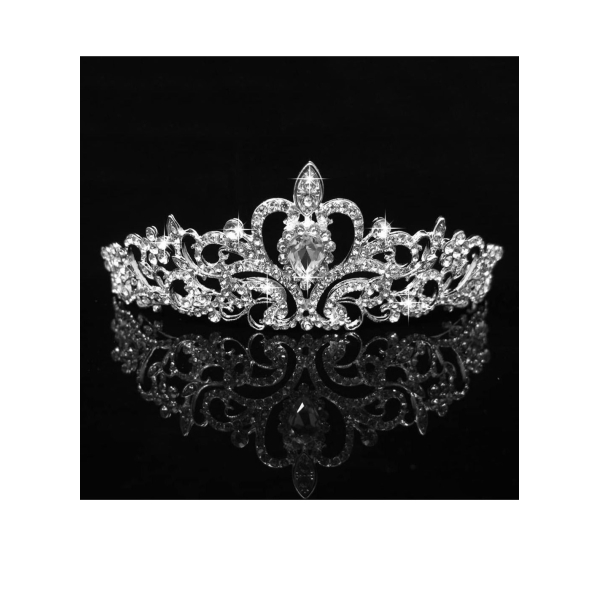 Silver Crystal Princess Crown Birthday Tiara Headbands for Wedding Prom Bridal Party 