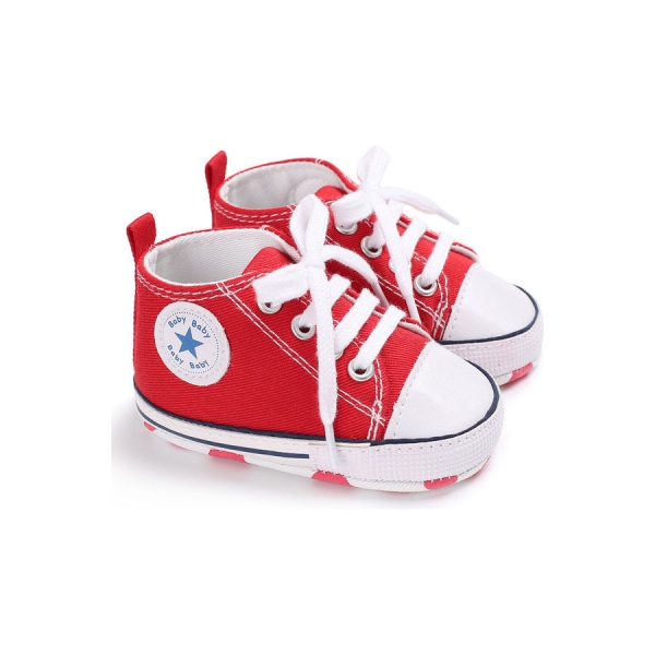 حذاء رياضي من قماش الكانفاس بتصميم عصري بنعل ناعم للطفل الرضيع والطفل حديث المشي احمر 
