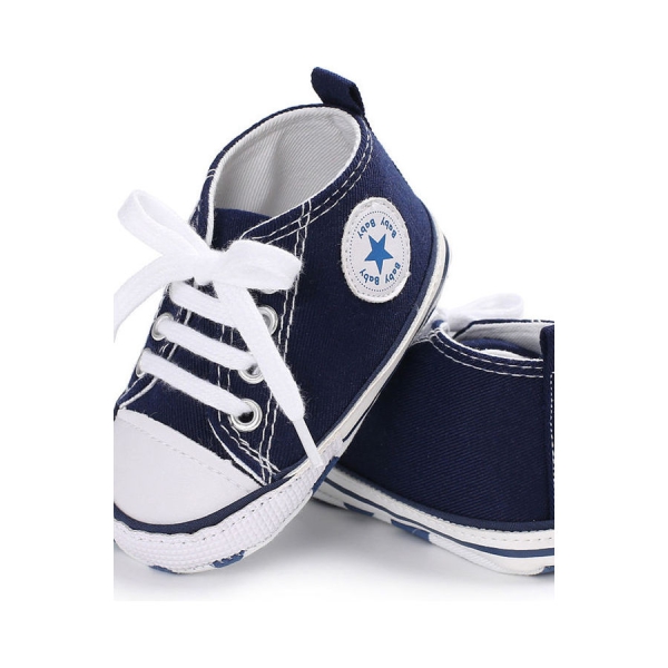 حذاء رياضي من قماش الكانفاس بتصميم عصري بنعل ناعم للطفل الرضيع والطفل حديث المشي ازرق داكن 