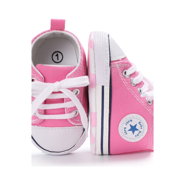 حذاء رياضي من قماش الكانفاس بتصميم عصري بنعل ناعم للطفل الرضيع والطفل حديث المشي Pink 