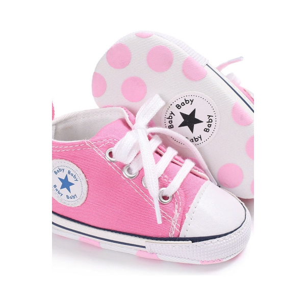 حذاء رياضي من قماش الكانفاس بتصميم عصري بنعل ناعم للطفل الرضيع والطفل حديث المشي Pink 