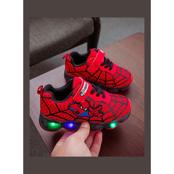 حذاء رياضي كاجوال رائع بتصميم عصري مزود باضاءه LED للاولاد والبنات احمر 