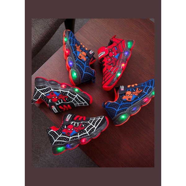 حذاء رياضي كاجوال رائع بتصميم عصري مزود باضاءه LED للاولاد والبنات اسود 