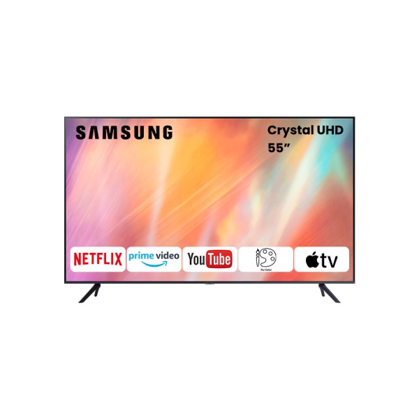 55-Inch Crystal UHD LED tizen OS, 4K Flat Smart TV Model (2021) UA55AU7000UXZN 55AU7000 رمادي تيتان 
