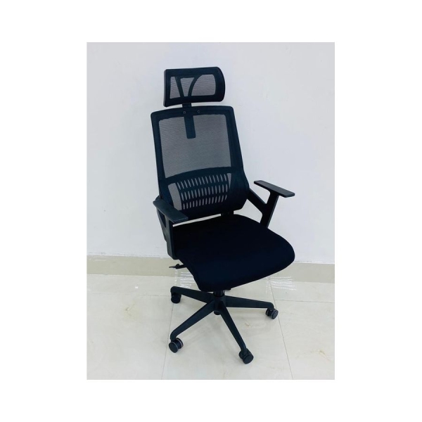 كرسي مكتب قابل للدوران بمسند ذراع قابل للتعديل مع مسند للراس ازرق داكن 