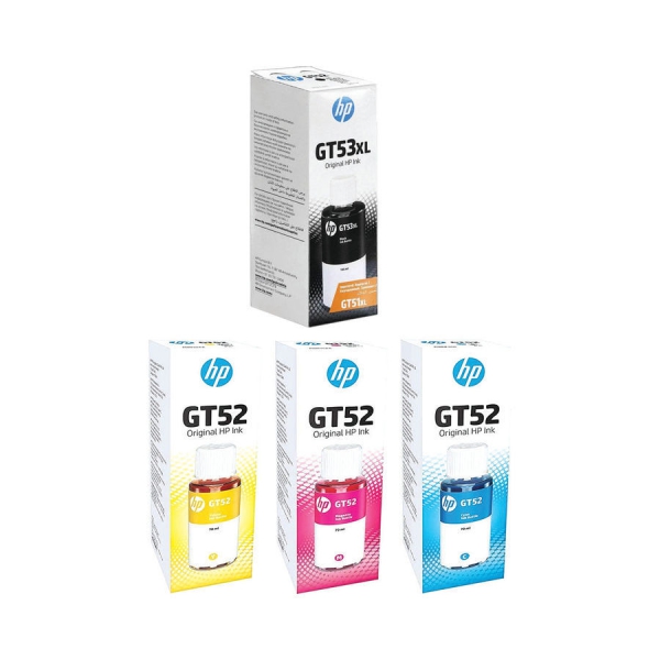 GT53XL (Black) + GT52 (Cyan, Yellow, Magenta) Pack of 4 Bundle متعدد الالوان 