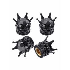 Tire Valve Stem Caps, 4 pcs Black Crown Valve Stem Caps, Bling Sparkling Acrylic Dustproof Universal Car Tire Valve Caps 