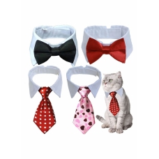 Pets Ties Pet Collar, 4 Pieces Adjustable Dog Tie Cat Ties Pets Bow Costume Necktie Collar for Small Dogs Puppy Cats Grooming Accessories 