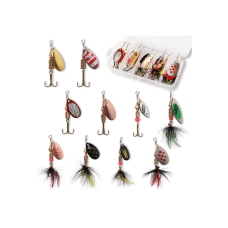 Fishing Lure Spinnerbait, 10 Pcs Bass Trout Salmon Hard Metal Spinner Baits Kit with Tackle Boxes, Portable Spinner Baits for Saltwater Freshwater Bass Trout Salmon Crappies Perch Fishing 