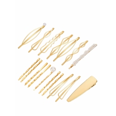 Hair Clip Set,Geometric Metal Hairpin Minimalist Hair Styling Jewelry Hair Clamps Accessories Barrettes Gold Bobby Pin for Girl Women (17 Pcs) 